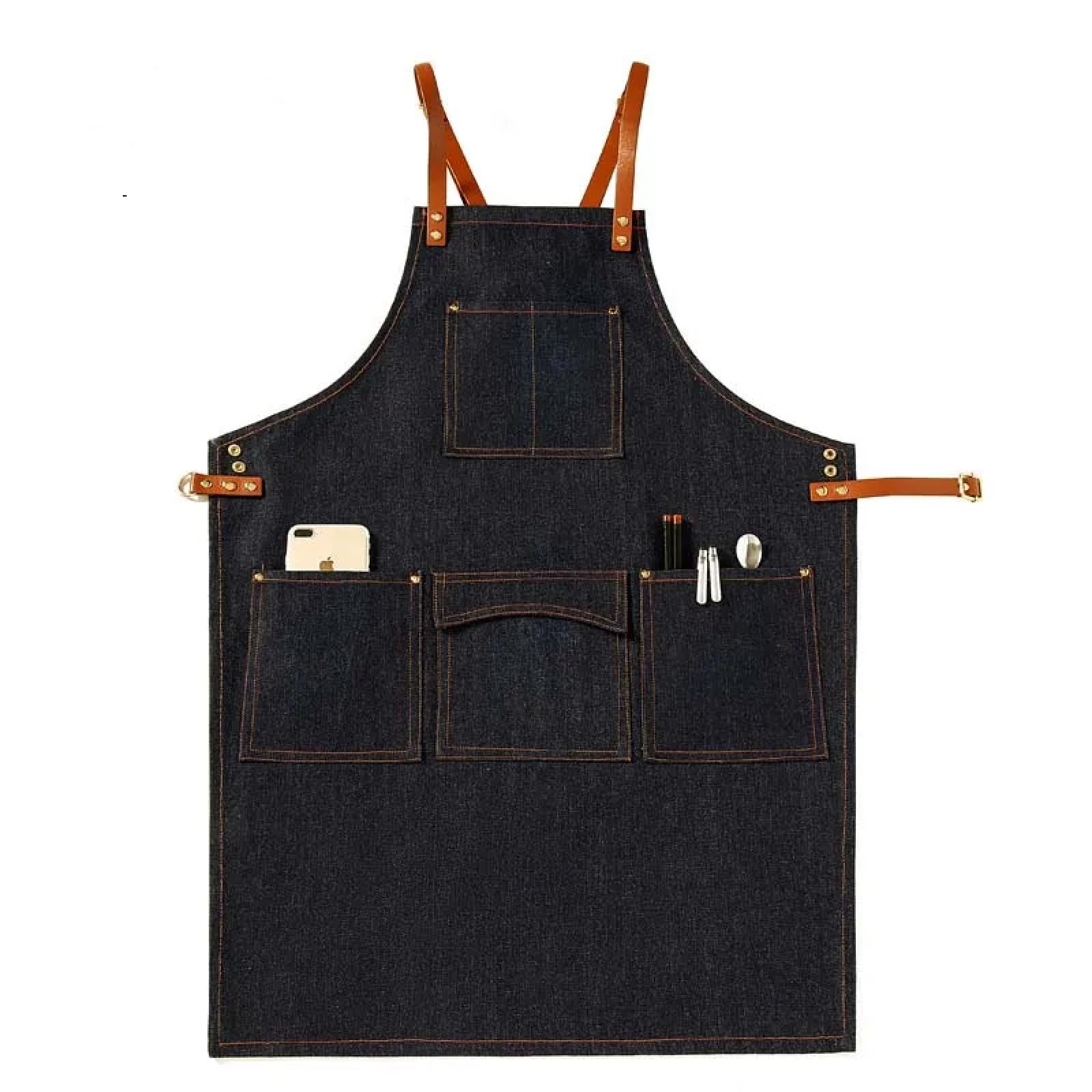 Grembiule Cucina Apron Ingrosso Tela da Cucina Grembiule Salone di Bellezza caffè Attendant Accessori Cinghie Grembiule Denim