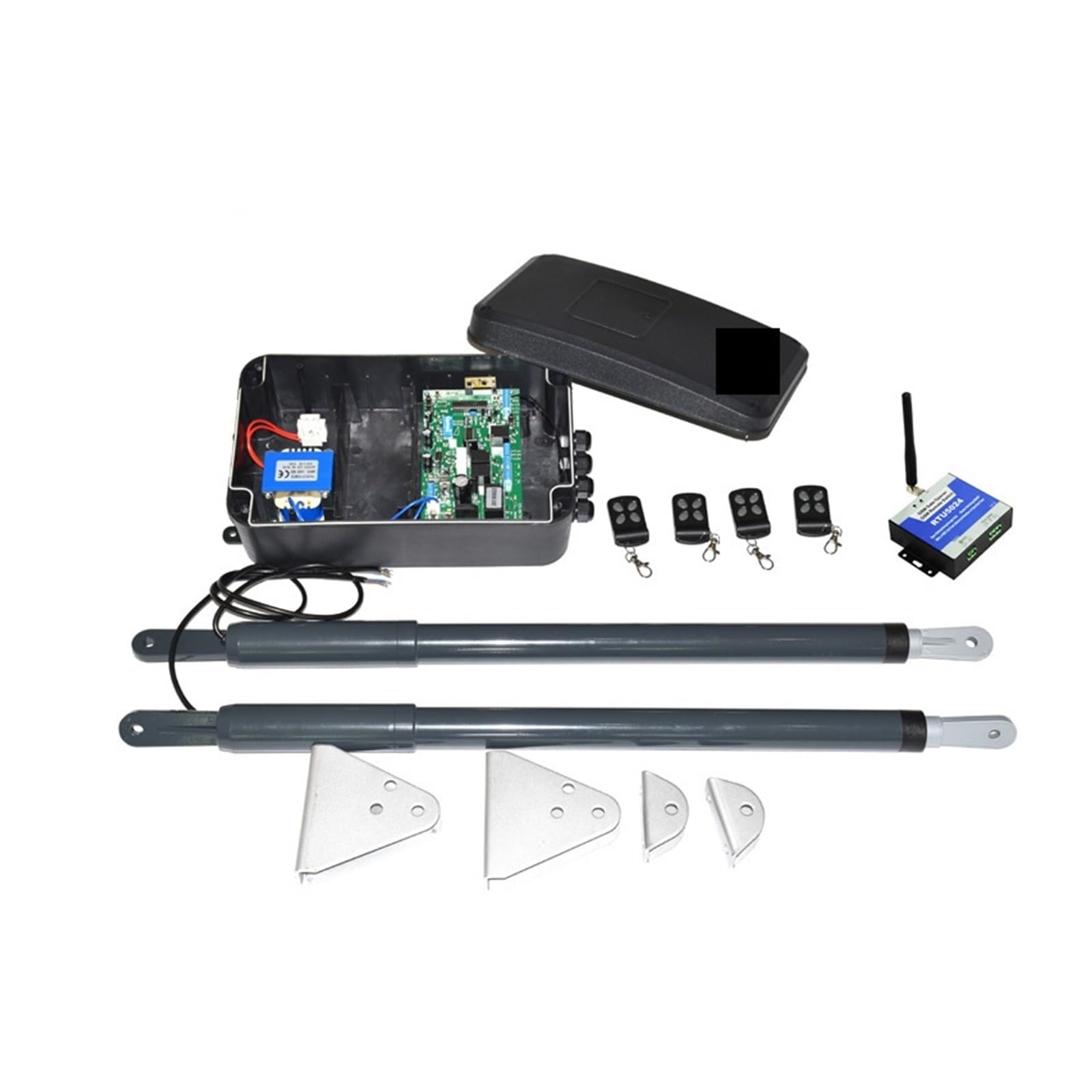 Kit de motorisation télescopique de moteur de porte battante 12VDC 220VAC for Support de porte à Double battant, batterie de secours Y à énergie solaire(Kit7 2G version)