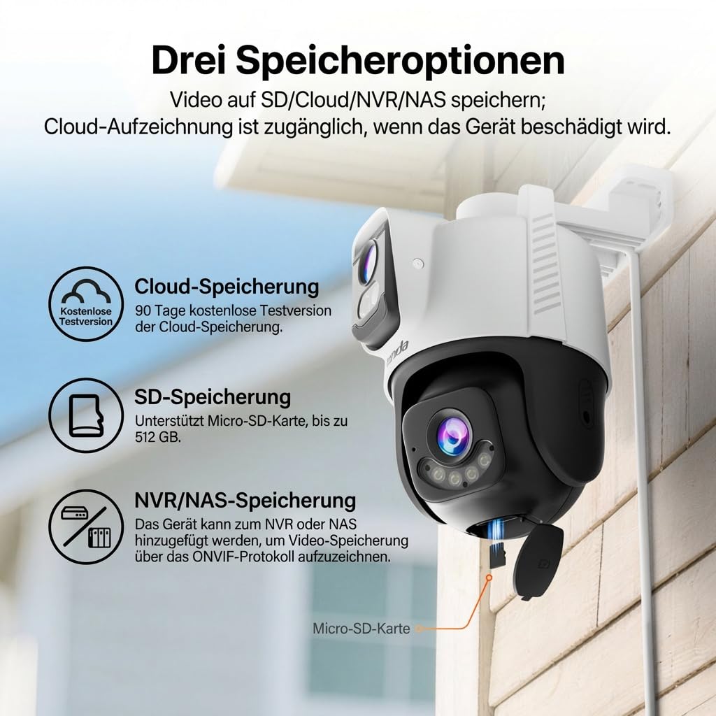 Tenda Kamera 5 MP + 5 MP do monitoringu zewnętrznego, rozpoznawanie sztucznej inteligencji, noktowizor 360°, dwukierunkowe audio, IP65 kamera WLAN Outdoor z alarmem w przypadku przekroczenia granicy