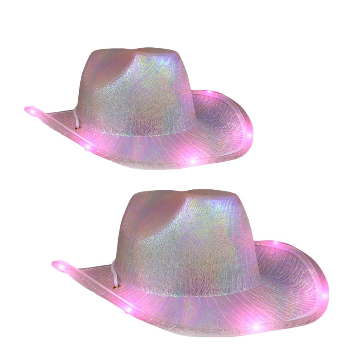 Blinkee2 Pack Light Up Glorious Luminous Sheen Metallic Cowboy Space Cowgirl Hat Pink LED