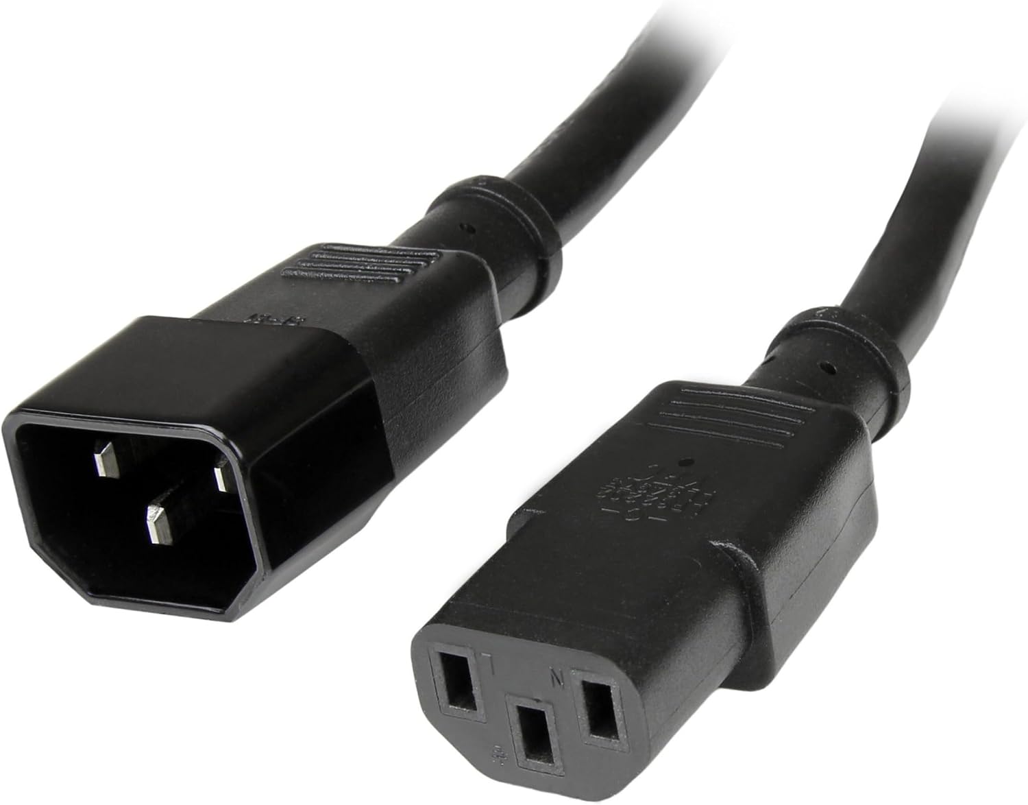 StarTech.com 6ft (1.8m) Heavy Duty Extension Cord, IEC 320 C14 to IEC 320 C13 Black Extension Cord, 15A 125V, 14AWG, Heavy Gauge Power Extension Cable, Heavy Duty AC Power Cord, UL Listed (PXT100146)