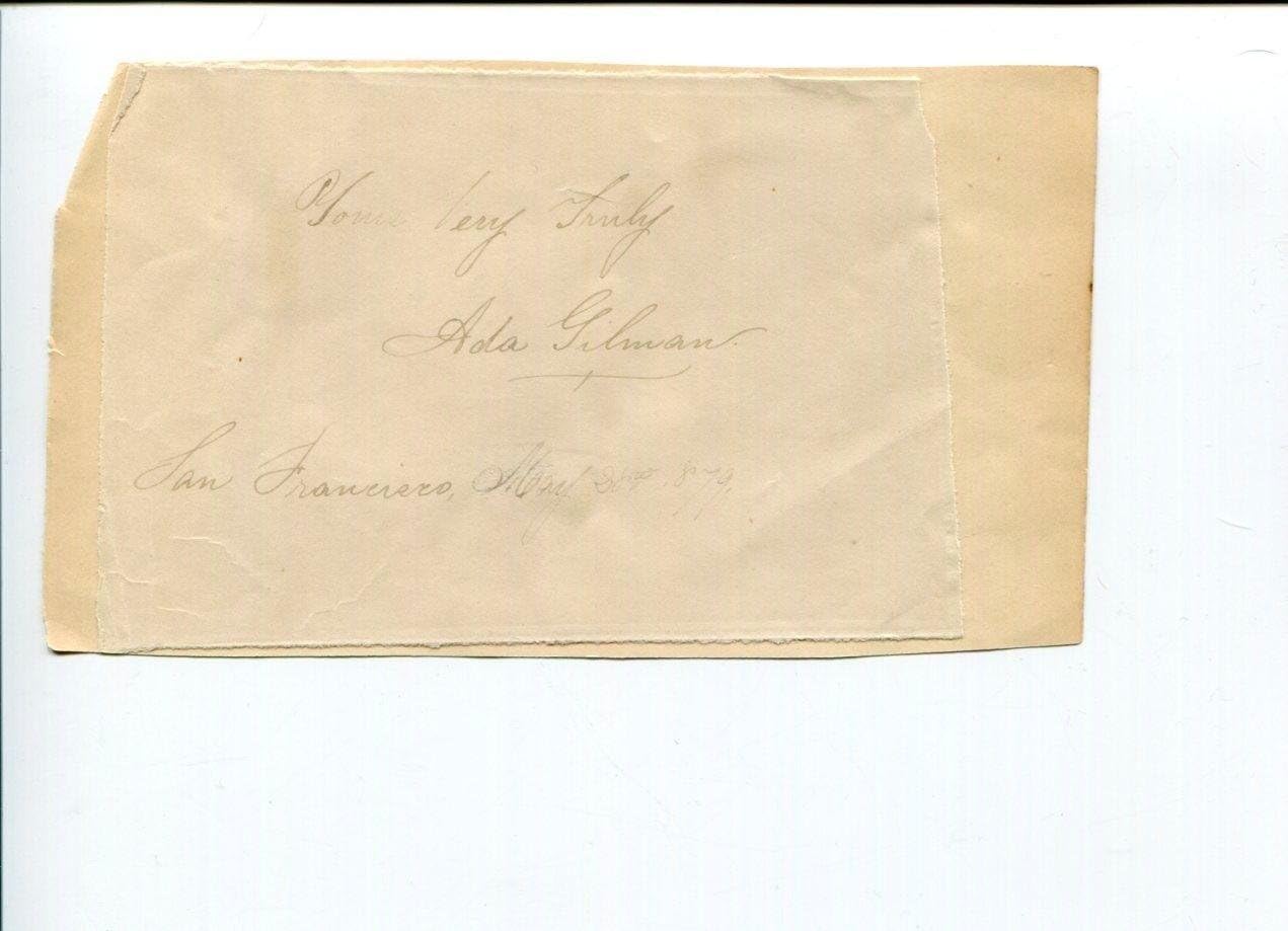 Ada Gilman Early Stage & Movie Actress Signed Autograph Theater Cut