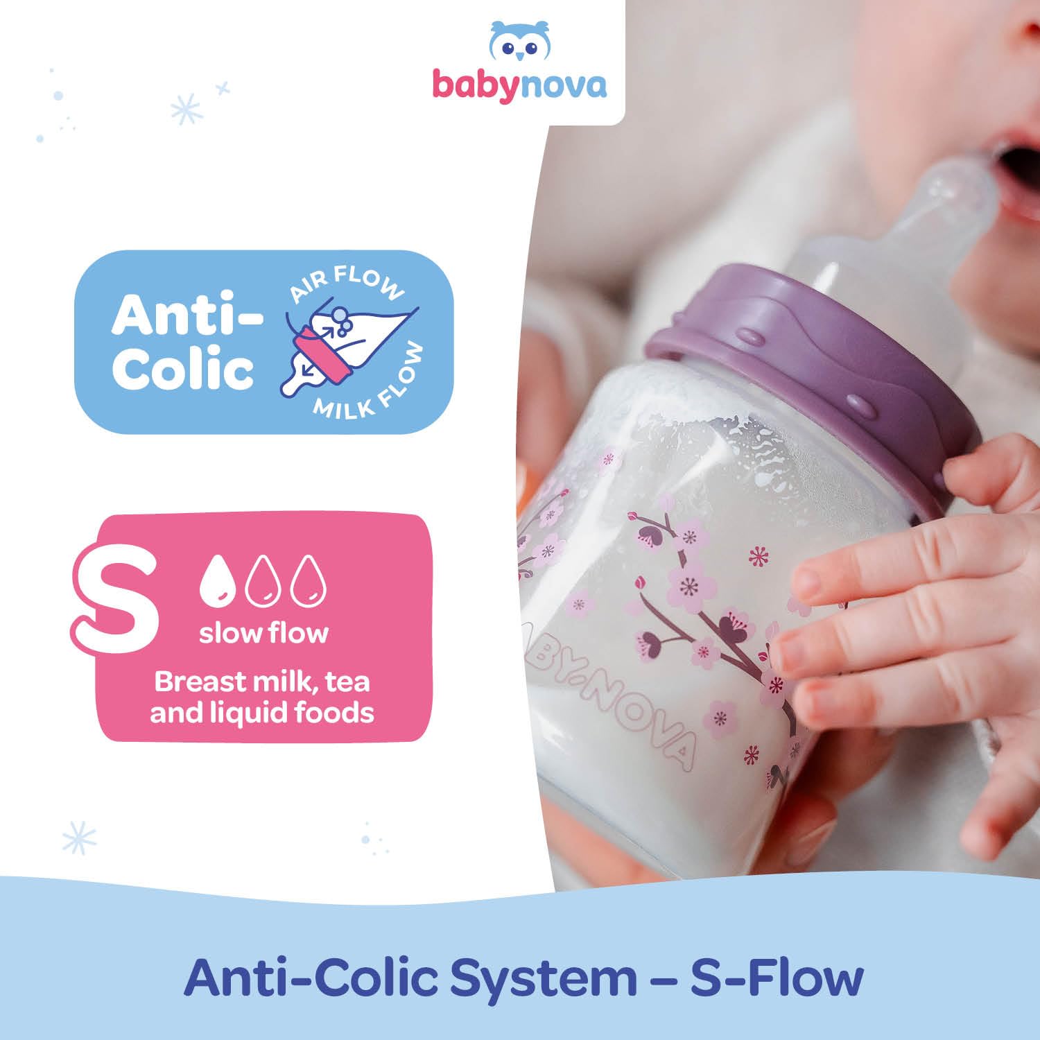 babynova Silicone Teat for Wide-Neck Baby Bottles, Teat with Anti-Colic Technology, BPA-Free, Made in Germany - Image 3