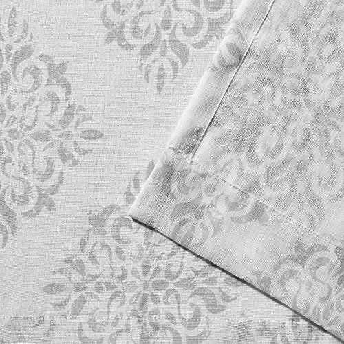 Exclusive Home Nagano Medallion Belgian Linen Rod Pocket Curtain Panel Pair, 54"X84", Dove Grey #TOP3