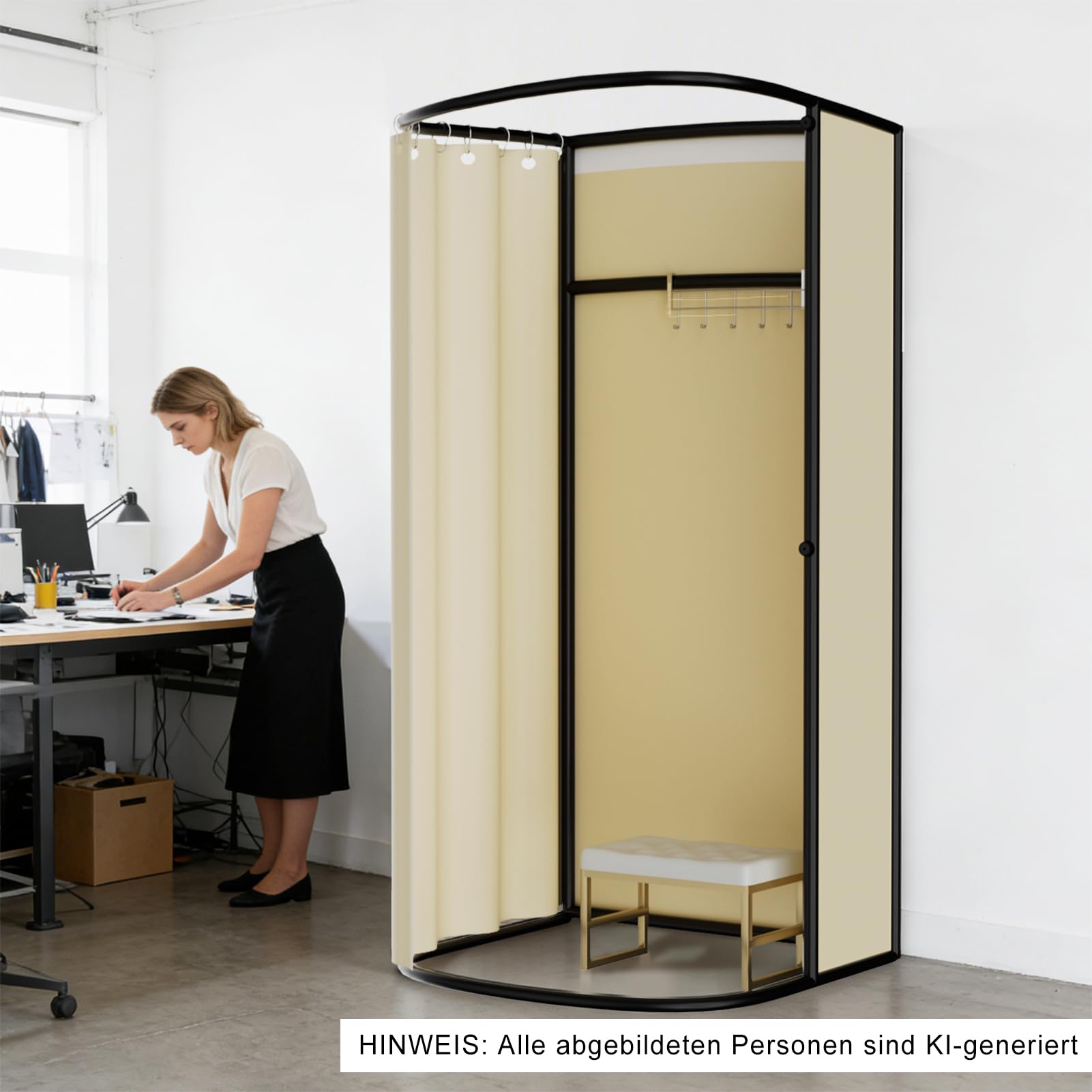 Umkleidekabine Freistehend, U-Form Bewegung Spur Umkleideraum, Bodenstehende Tragbarer Sichtschutz, Schattierung umkleide Öse Eisenhalterung, für Büro Einkaufszentrum