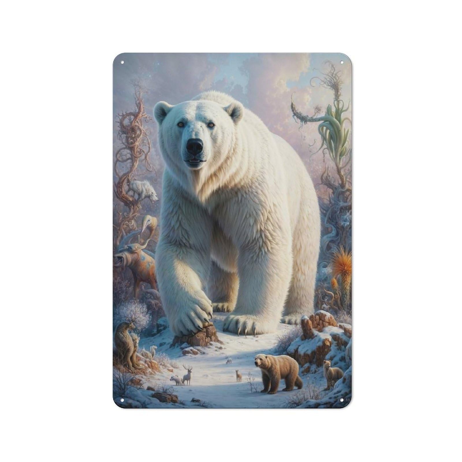 Junmoney Polar Bear Ice King Tin Wall Plaque 30X20cm With For Hallway Wall, For Home Interiors, Feature Walls And Decorative Displays