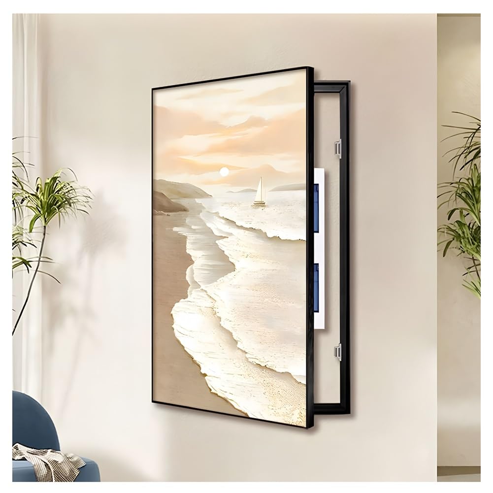 Dekoracyjna osłona panelu elektrycznego, montowana na ścianie aluminiowa osłona skrzynki bezpieczników, zdejmowana pokrywa miernika do dekoracji wnętrz, F-40 x 60 cm/15,7 x 23,6 cala