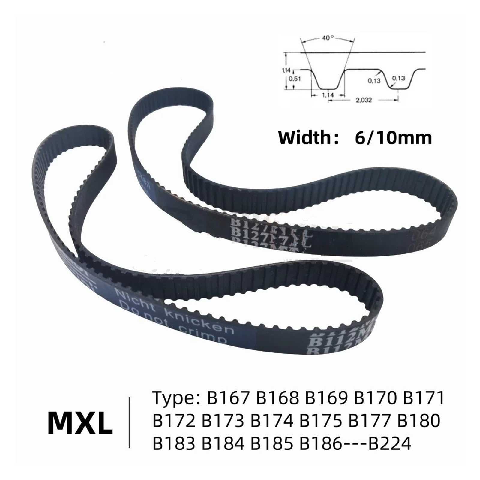 Courroie Pas De Courroie De Distribution 2.032mm Largeur 6/10mm Type B167 B168 B169 B170 B171 B172 B173 B174 B175 B177 B180 B183 B184 B185 B186-B224 Transmission Courroies(B169 Teeth 169,5PIECE_10MM)