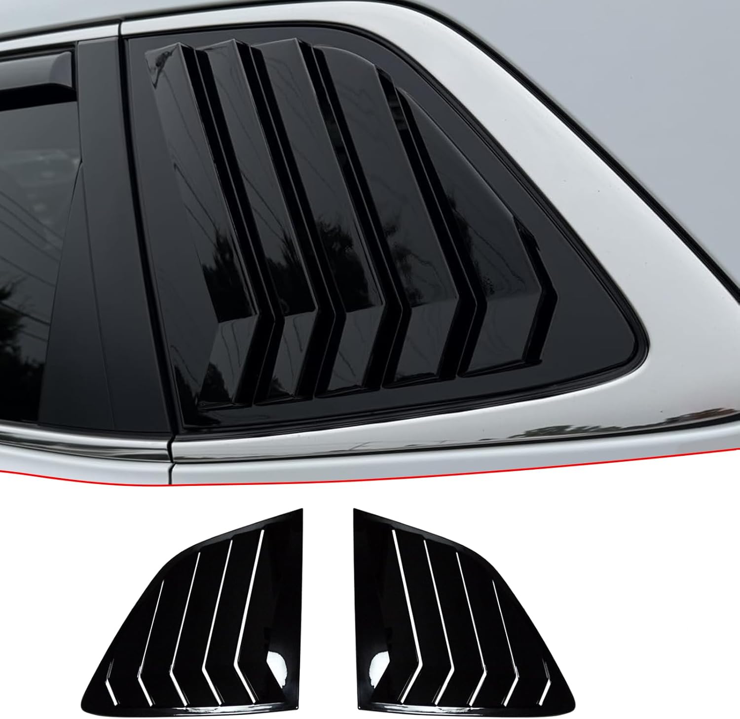 Rear Side Window Louvers Compatible with Honda CRV CR-V 2023 2024 2025, ABS Air Vent Scoop Cover Window Blinds, Glossy Black