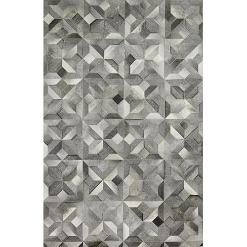 ZANKO RUGS Cowhide Leather Area Rug, Premium Diamond Design Rectangular