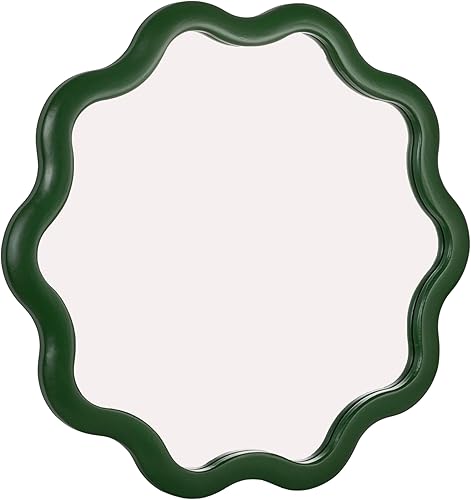 Creative Co-Op WavyScalloped - Espejo de pared ondulado de madera, verde