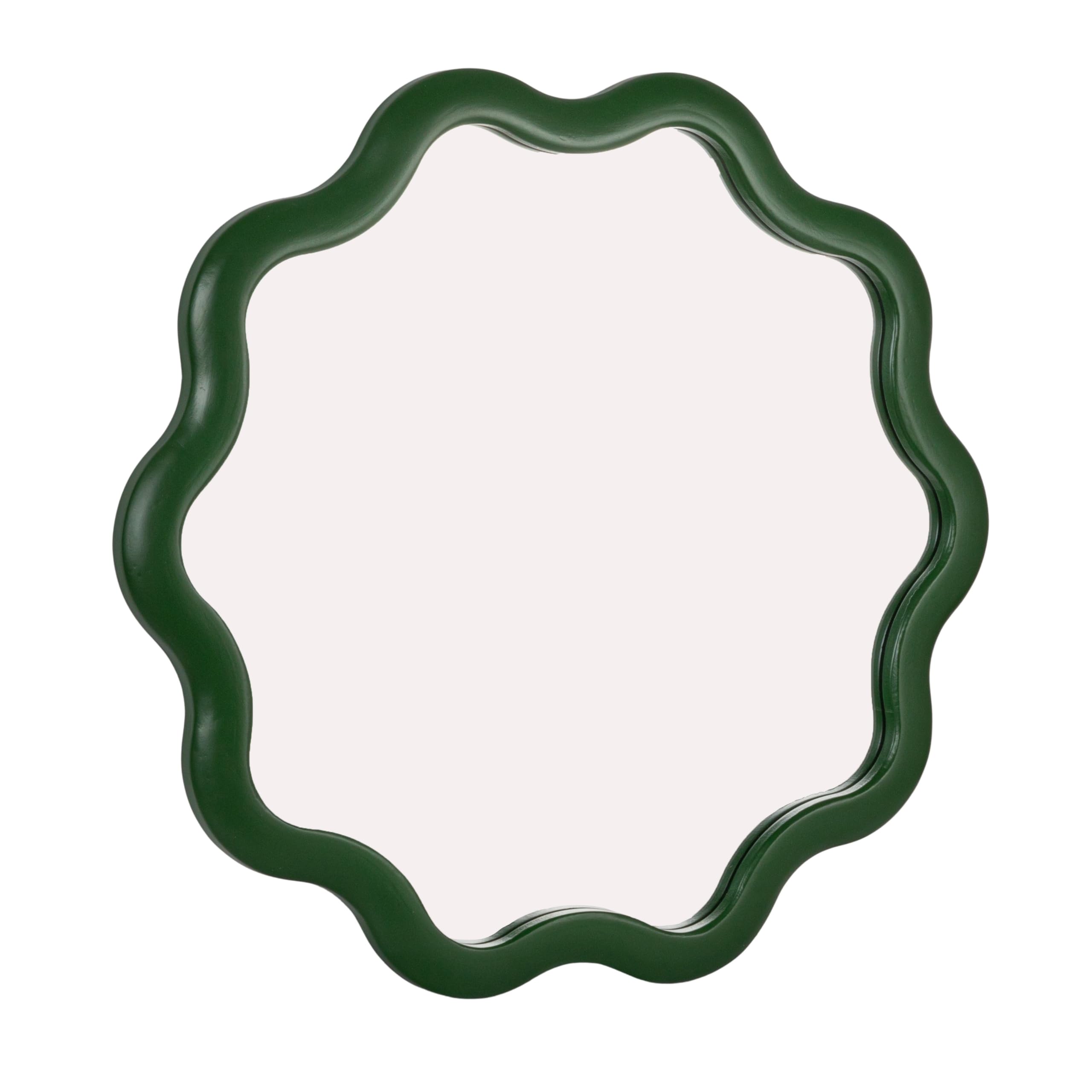 Creative Co-Op Green Wavy Scalloped Wood Wall Mirror