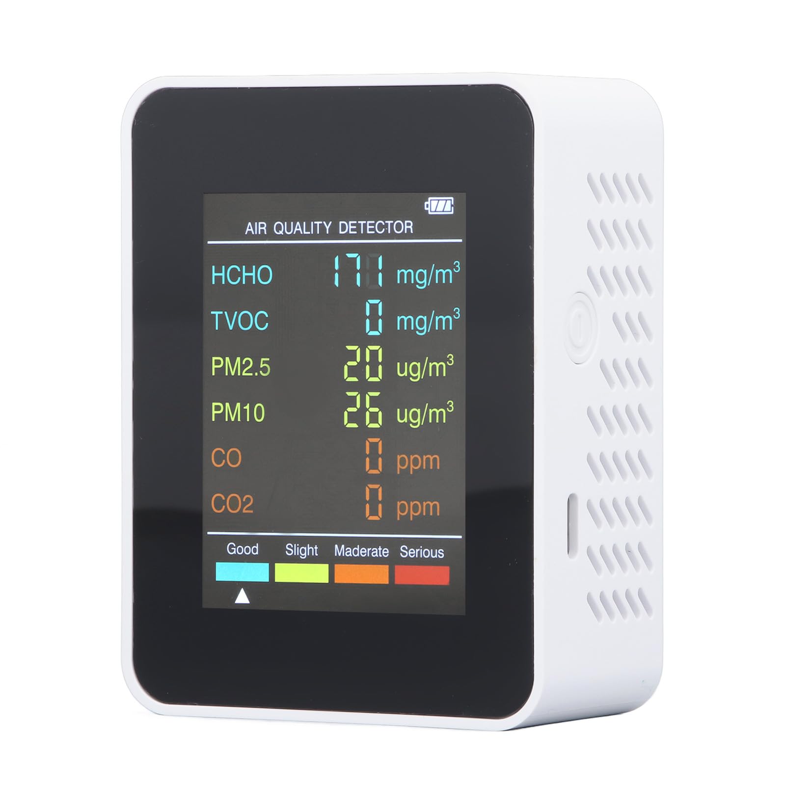 Rilevatore di CO2 TVOC HCHO, Monitor Sanitario Portatile per Interni PM2.5 PM10 con Allarme per Test della qualità 'aria (WHITE)