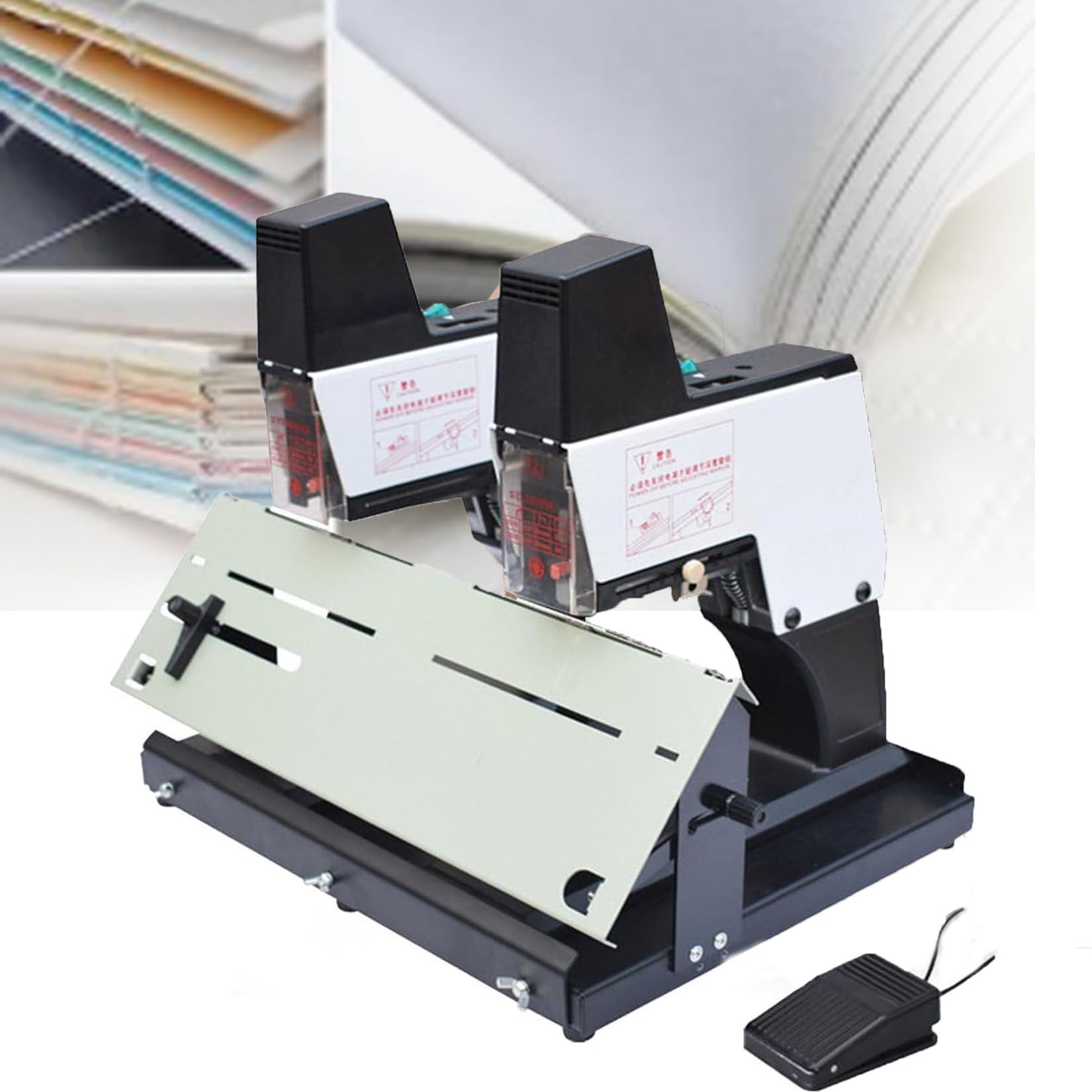 BroschüRenhefter, Falzmaschine, 220 V, Robuster Flachhefter/Sattelhefter, BuchbindegeräT, 2–50 Blatt, Mit Pedal, FüR Papierbinderei, BüRos, Druckereien doublehead