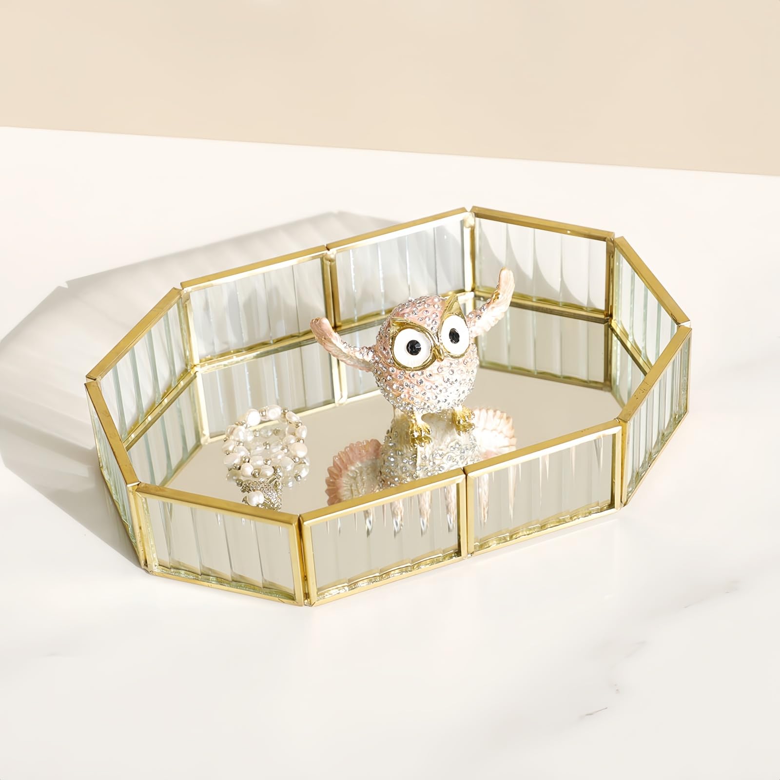 Vassoio A Specchio Con Finiture Dorate - Per Trucchi E Gioielli, Vintage, 3 Misure (S, M, L) - Foto 2