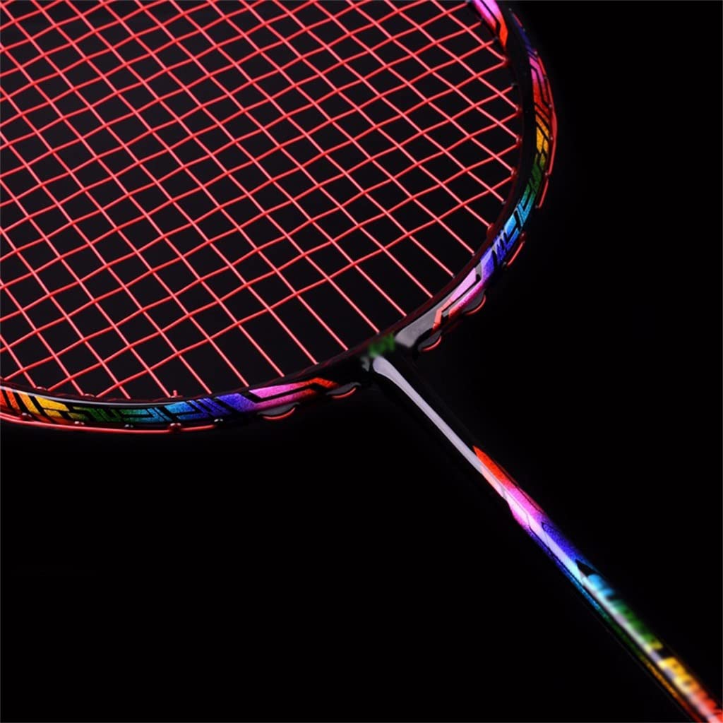 35 Lbs Full Carbon Badminton Racket for Adults With Secondary Reinforcement For Offense and Defense with 4U Single Shot