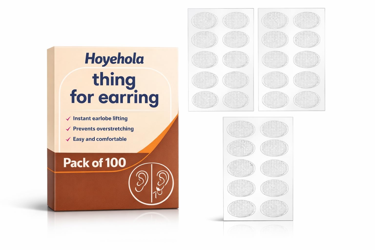 Earring Support Patches for Heavy Earrings (Pack of 100) | Ultra-Thin Transparent Earring Lifter Stickers | Comfortable Support for Stretched Earlobes | Invisible, Lightweight & Easy to Use-image-24
