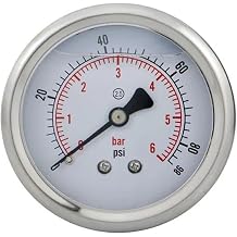 Liquid-Filled Pressure Gauge 60mm 2-1/2", Back Connection,1600 Bar, Manometer for Oil, Water, Hydraulic and Gas SystemsBSPTZG 1-4,0-100bar