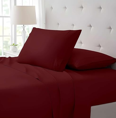 Miniatura 3 de SlumberWell Juego de sábanas de algodón de 4 piezas para cama matrimonial XL, suaves y transpirables, sábanas de bolsillo profundo para colchón de