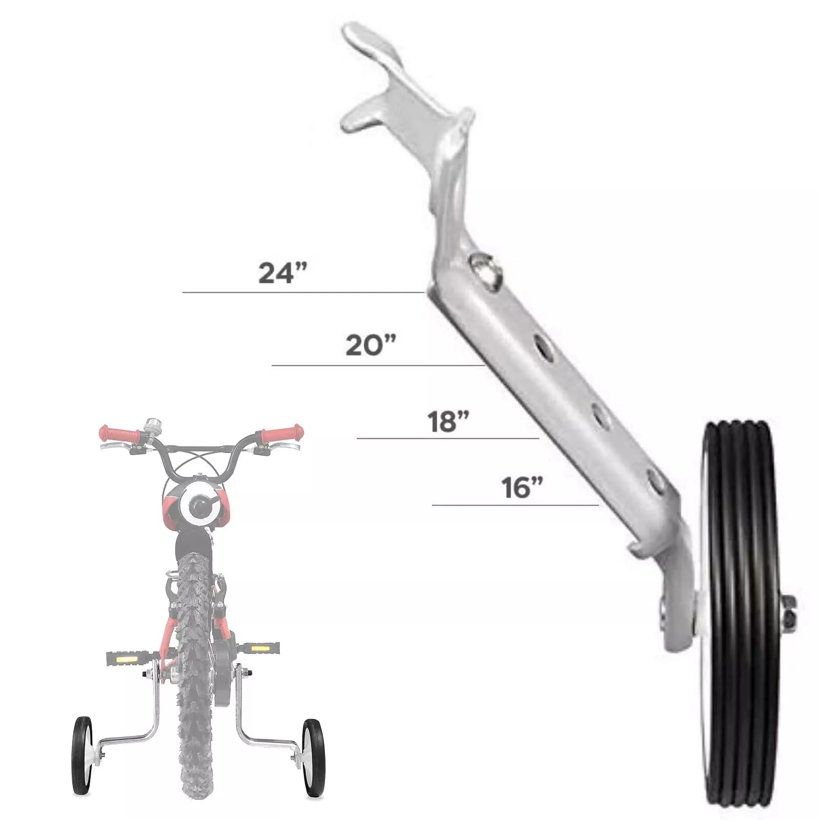 COPPIA ROTELLE UNIVERSALI BICI BAMBINO BAMBINA 16" 24" BICICLETTA STABILIZZATORI LATERALI