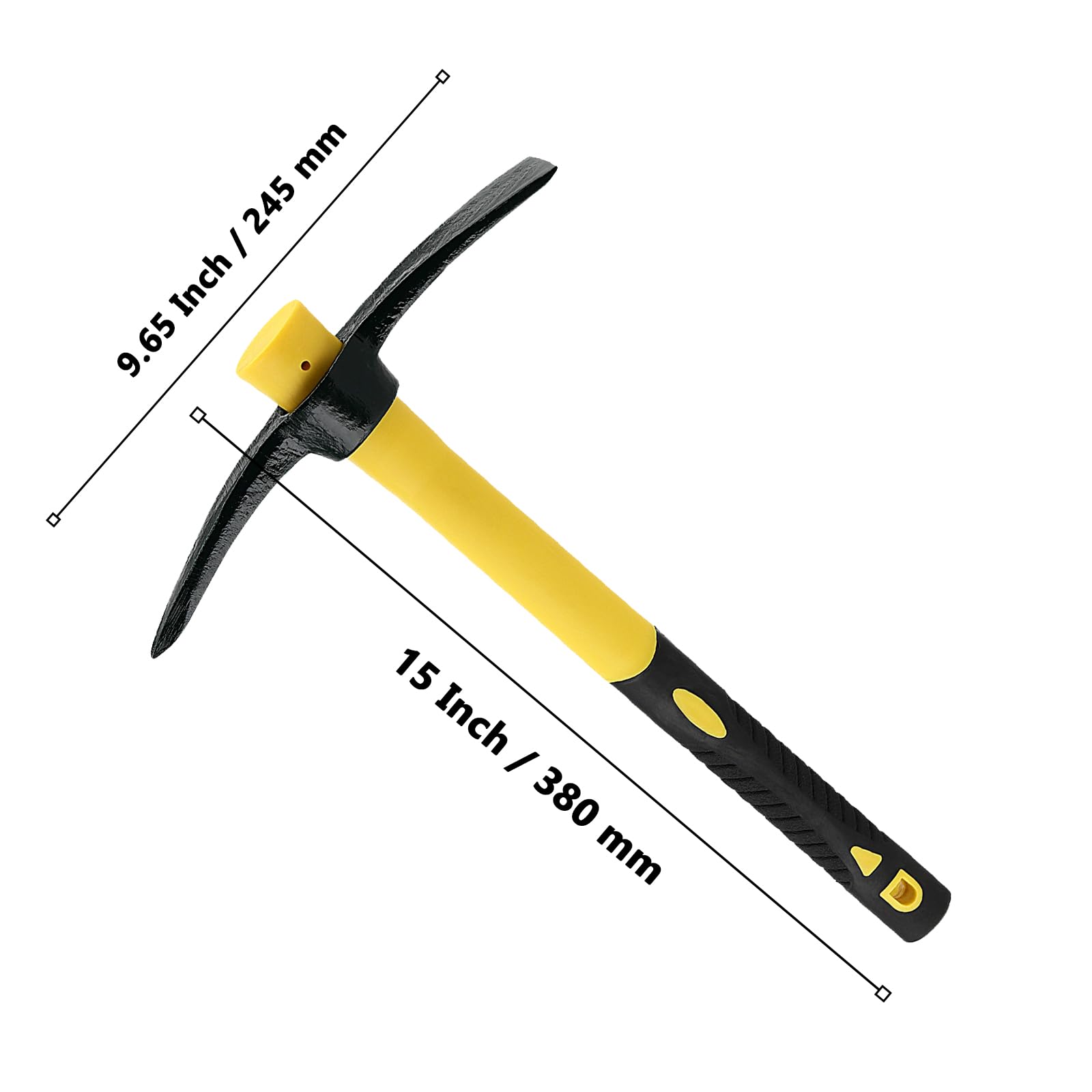2 Stück 38cm Spitzhacke Groß, Garten Pickaxe mit Fiberglas Griff, Kreuzhacke Garten Hacke Mattock Handhacke für Gartenarbeit, Umgraben, Unkraut jäten, Erkunden, Camping