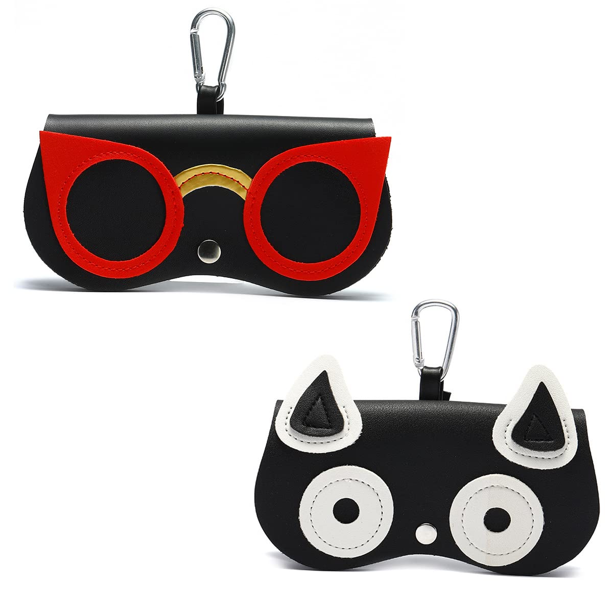 YUTTTPL 2 Pcs Dibujos Animados Estuche de Gafas, Estuche Portátil de Cuero para Gafas de Sol con Mosquetón, Bolsa Protectora Suave para Gafas de Sol Para Mujeres Niños