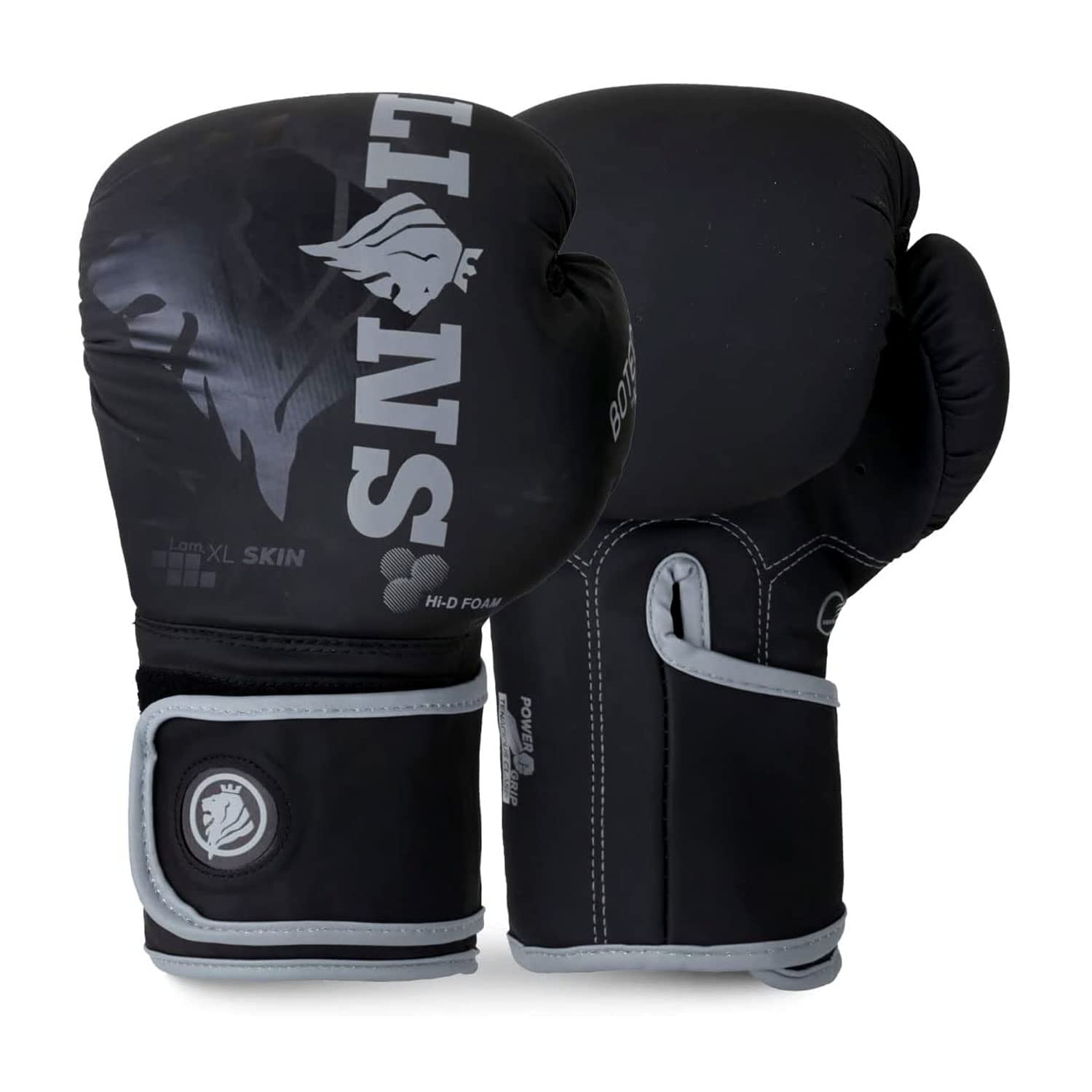 Lions Boxing Gloves MMA Punch Bag Training Mitts 6oz, 8oz, 10oz, 14oz, 16oz, Black, Pink, Red (Botega - Grey, 8oz)