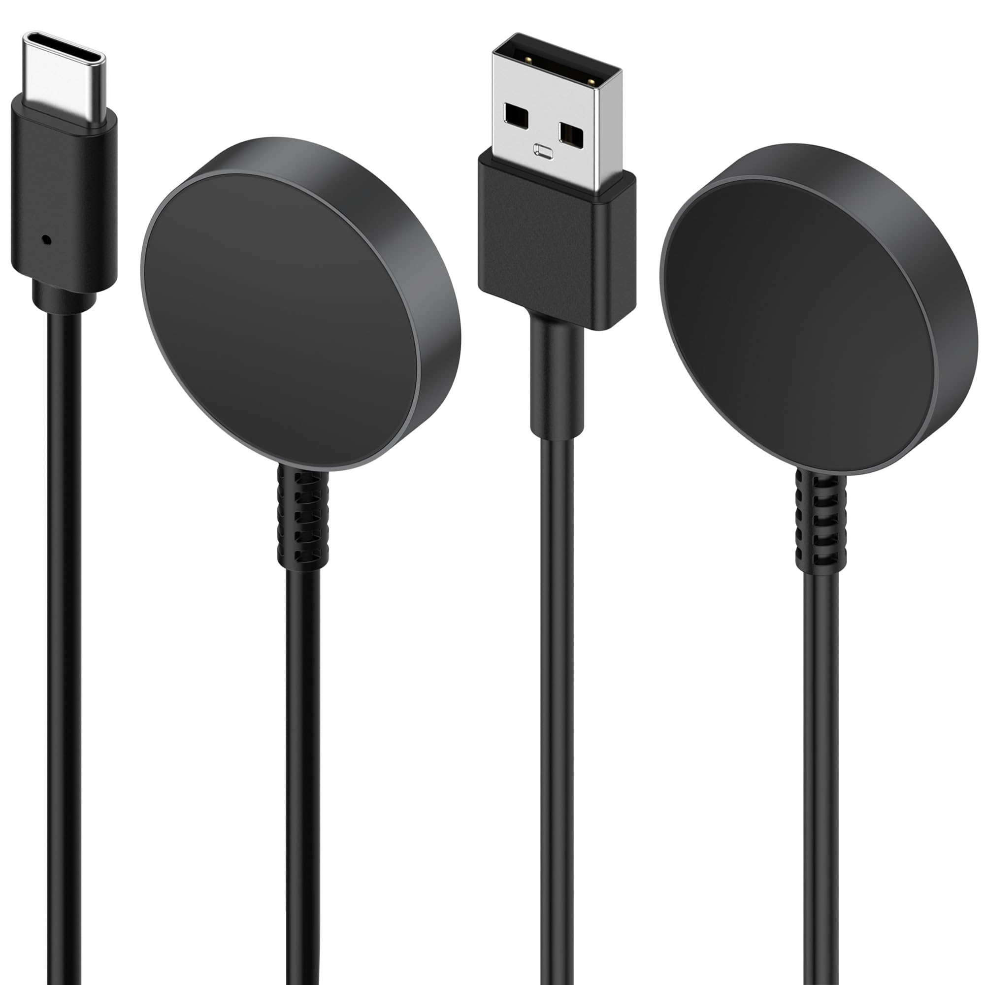 Galaxy Type-C Charger Intended for Samsung Galaxy Watch 6 /Watch 6 Classic/Watch 5 /Watch 5 Pro Charging Cable USB C&USB A Cord Magnetic Fast Charger Stand Dock Smartwatch Accessories (2PACK,Black)