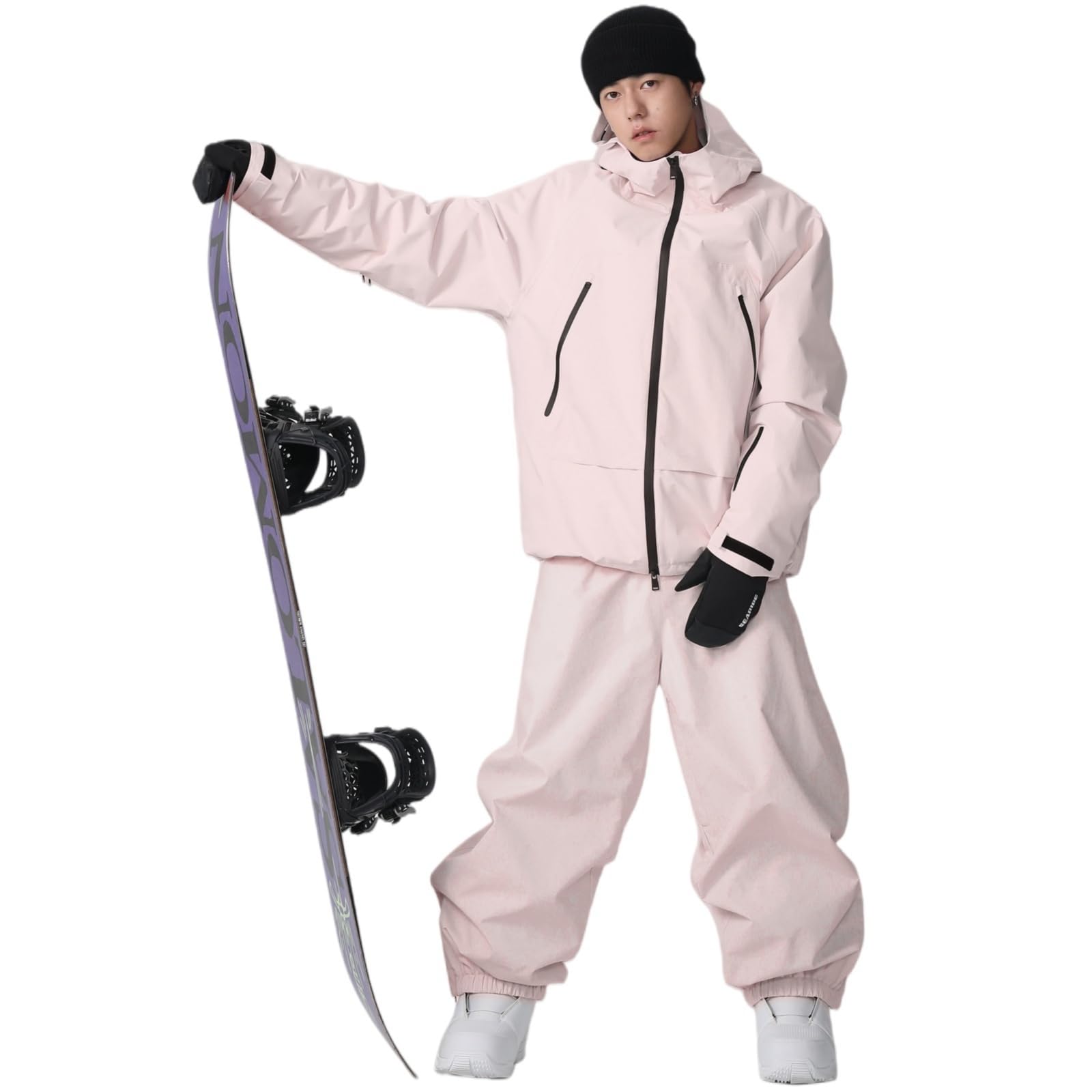Combinaison de ski pour homme et femme - 2 pièces - Colonne d'eau - Veste de neige respirante - Bretelles coupe-vent - Pantalon de neige pour le ski et le snowboard