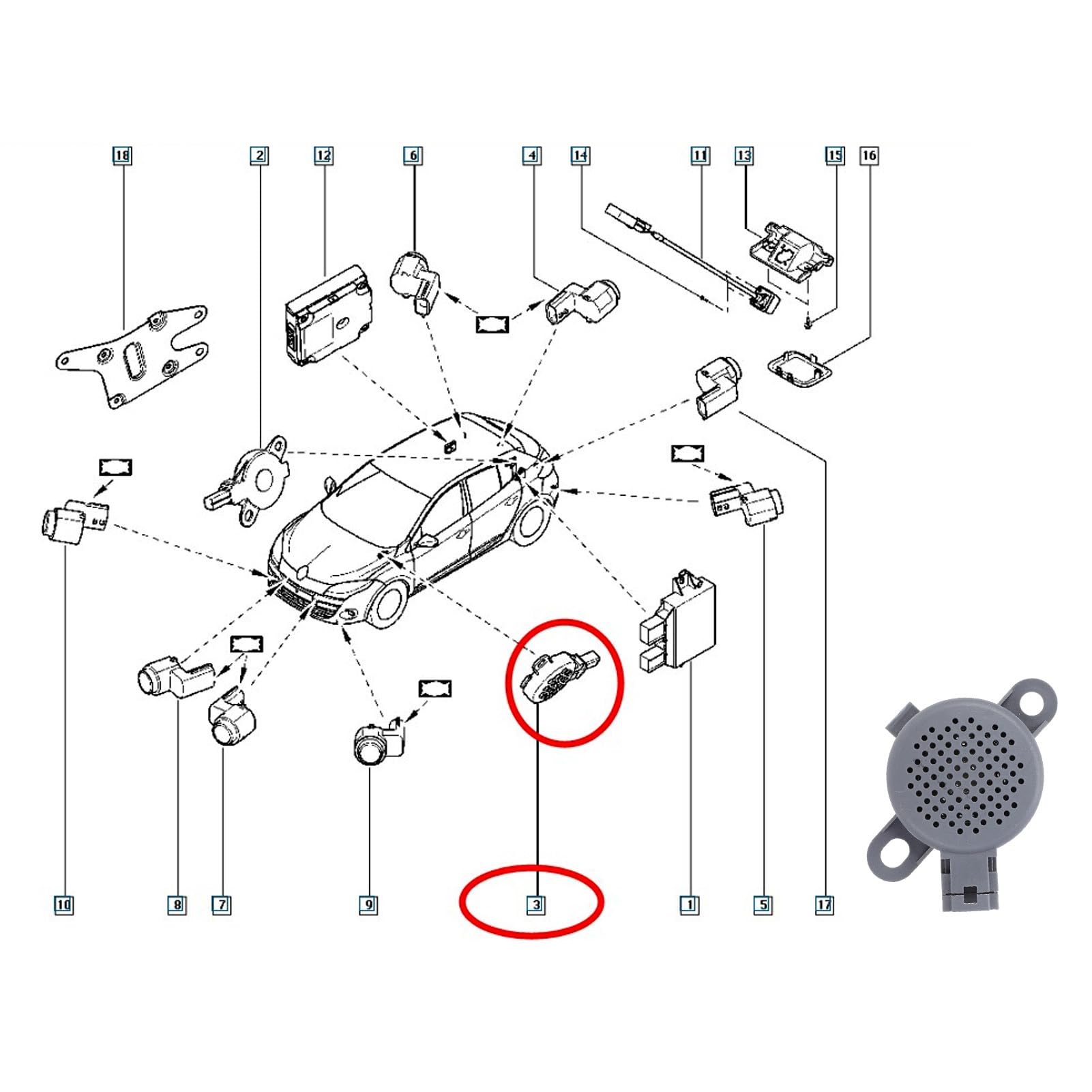Głośnik Brzęczyka Parkingowego Akozon 256506024R dla Zoe IV Scenic IV III Kadjar Fluence-zwiększony Poziom Bezpieczeństwa Brzęczyk Czujnika Parkowania