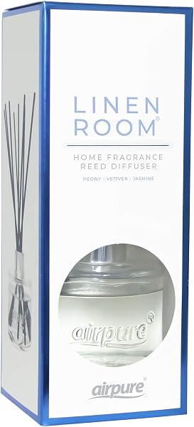 AIRPURE Reed Diffuser, 100ml Oil Set with Sticks, 8X Black Reeds, Continuous Room Scent, Diffusers for Home Use in Living Room, Kitchen or As Bathroom Freshener - Linen Room Fragrance - 1
