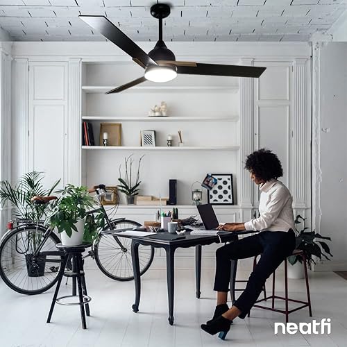 Miniatura 8 de Neatfi Ventiladores de techo de 52 pulgadas con luces y control remoto, motor CC reversible silencioso, varilla descendente, sala de estar, cocina y