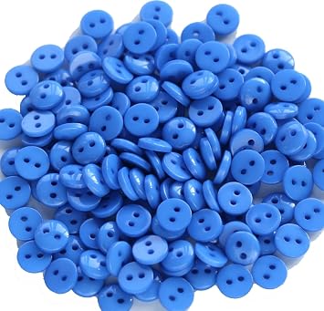 300pcs 7.5mm 0.3 inch Very Tiny and Small Size Round Resin Buttons Blue Color 2 Holes Button for Shirts Blouse DIY Crafts Scrapbooking
