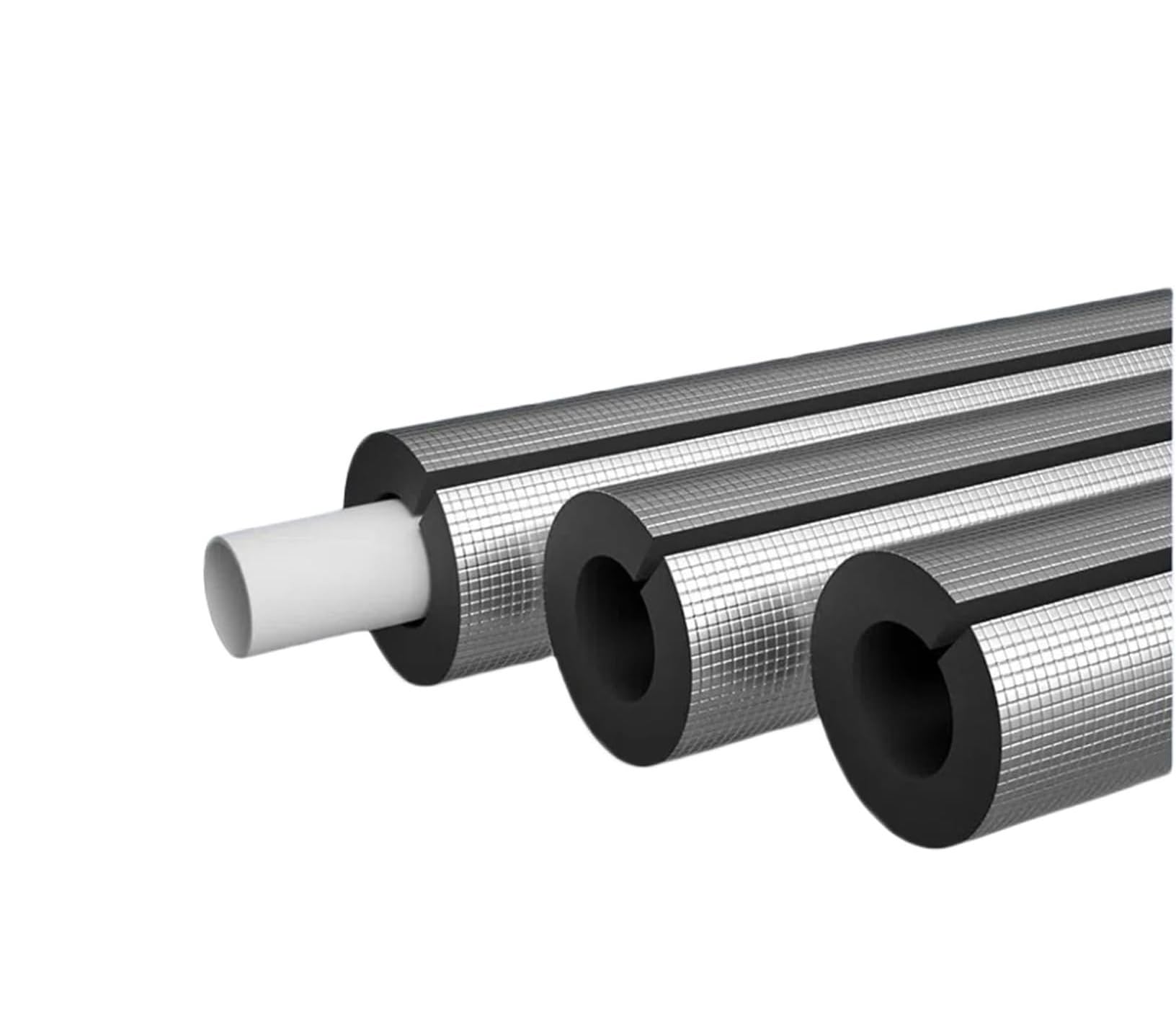 Aislamiento de tuberías de espuma autoadhesivo con lámina de aluminio, diámetro interior de 1/4" a 6", tubos altamente aislados, 1 paquete(ID 6"xT 3/4")