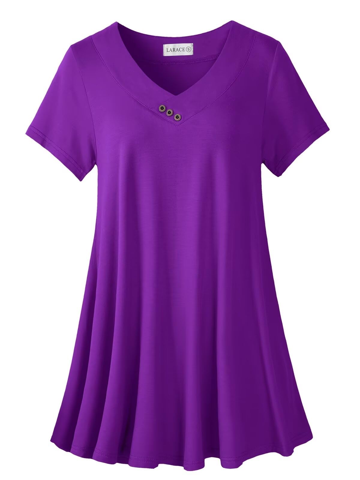 LARACE Plus Size Tops for Womens T Shirts Button Down Summer Clothes Short Sleeve Tunics Casual V Neck Blouses