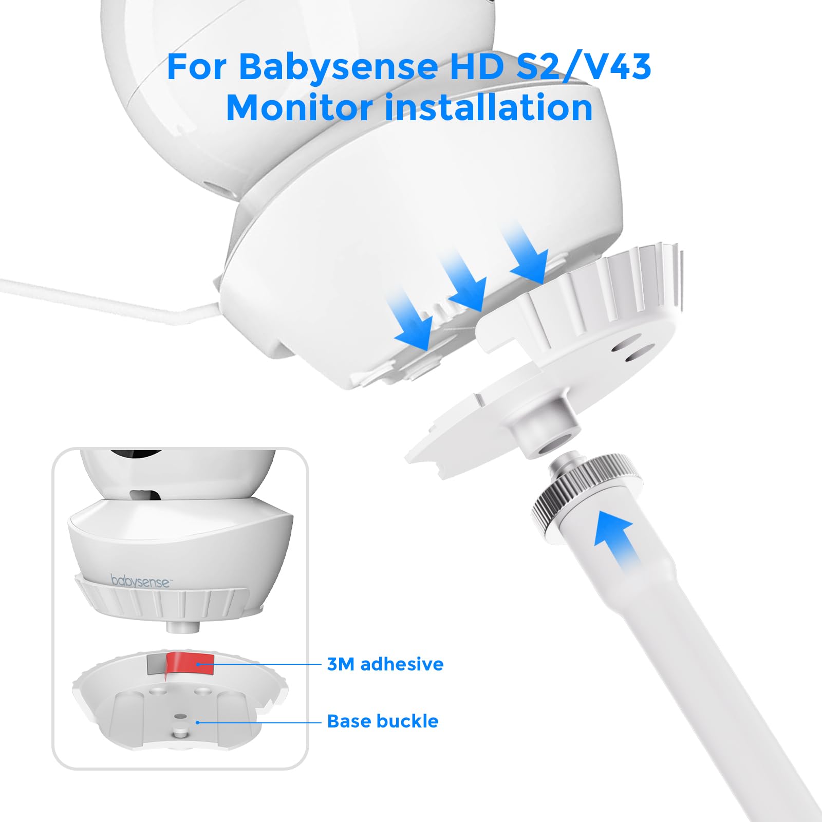 Tyeyober Babysense HD S2/V43 Monitor Mount,Flexible Baby Monitor Bracket Compatible Babysense V43/S2 Baby Monitors Clip Bracket,Flexible Twist BabyMonitors Mount,No Drilling Required - Image 2