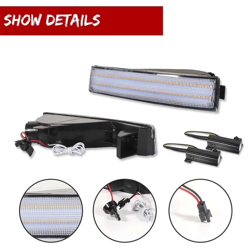 Indicatori di Direzione Per Prelude 1992-1996 Switchback Ambra LED Paraurti Anteriore Auto Indicatori Direzione W Bianco DRL Guida 12V(Smoked Lens)