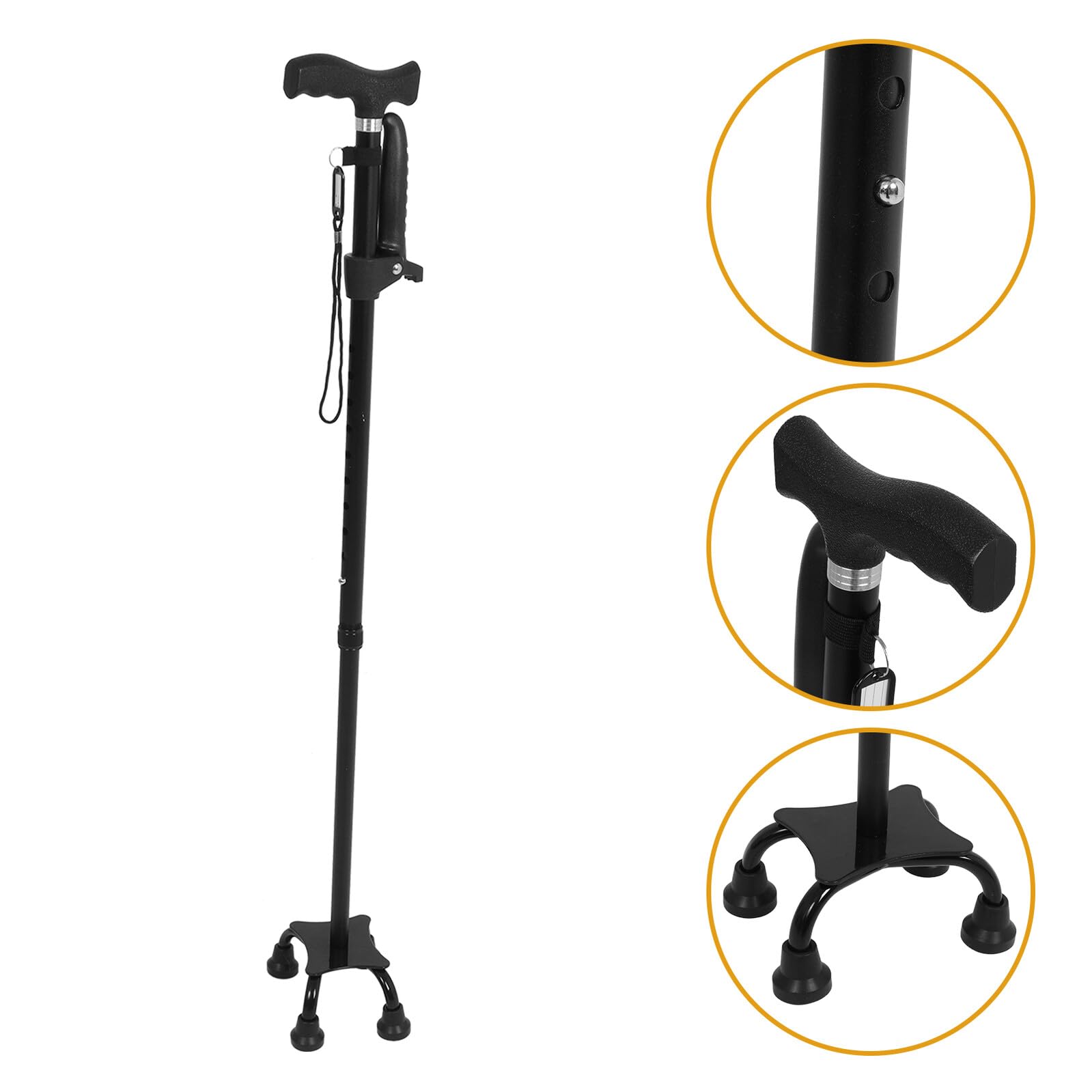 TOYANDONA Bastón Portátil para Personas Mayores Ajustable y Plegable de Aleación de Aluminio con Empuñadura Antideslizante y Base Desmontable para Senderismo y Uso Diario