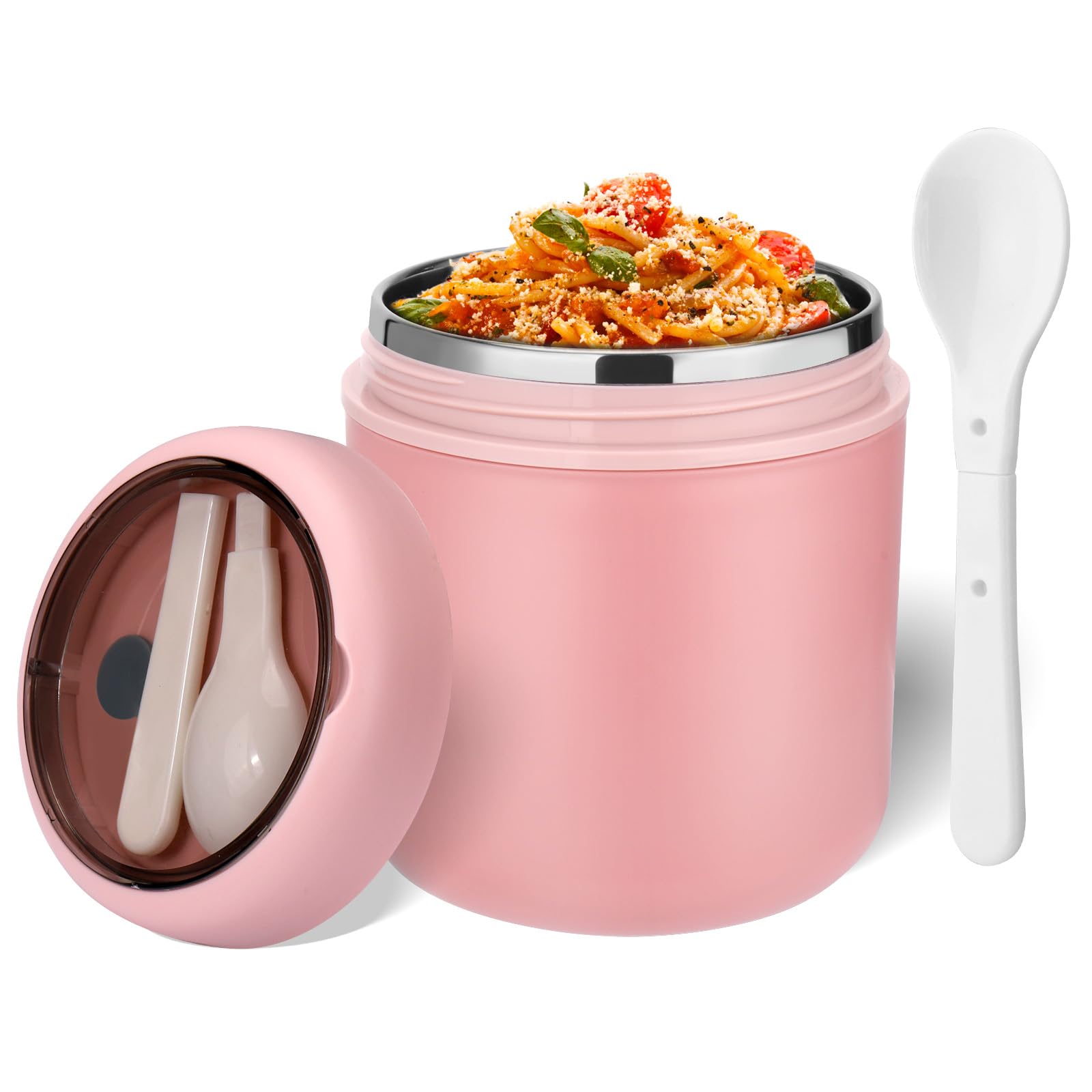 16oz Insulated Thermo Food Container for Hot Food with Foldable Spoon | Leak-Proof Stainl…