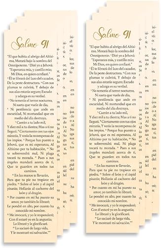 Marcapáginas cristiano español de 8 x 2 pulgadas con versículo de la Biblia (Salmo 91) Paquetes  Marcador en Español con el Salmo 91 (paquete de 8)