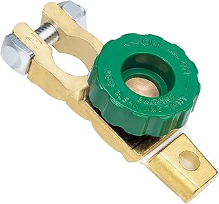 Spurtar Top Post Battery Disconnect Switch 12V-24V Battery Shut Off Switch Quick Disconnet Master Battery Isolator Battery Power Cut Off Switch with Green Knob for Car Truck Boat Vehicles