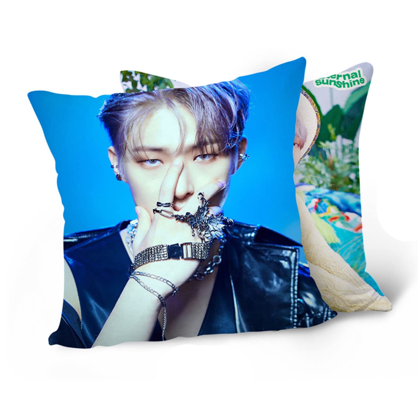 Kpop ATEEZ Pillow Covers Set ATEEZ Zero Fever Part 3 Double Sided Pillowcase Set Home Decorative for Bed Living Room Cushion Covers (15.7 X15.7 Inch)