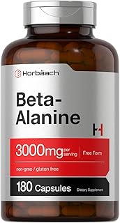 Beta Alanine Capsules | 3000mg | 180 Count | Non-GMO, Gluten Free Supplement | by Horbaach