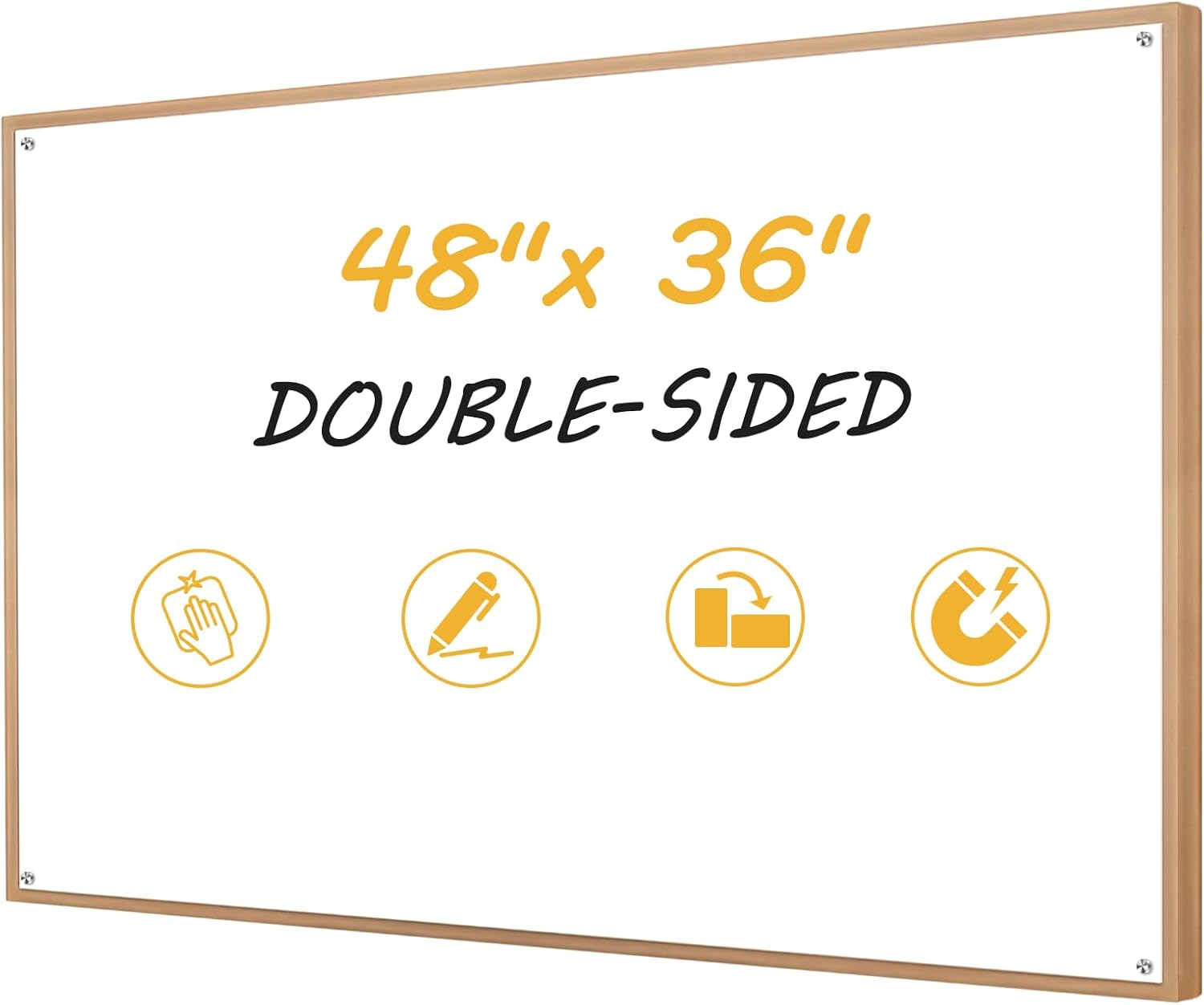 48”x36” Large Dry Erase Board for Wall 4' x 3' Double Sided Magnetic White Board Without Frame for Office, Class, Home