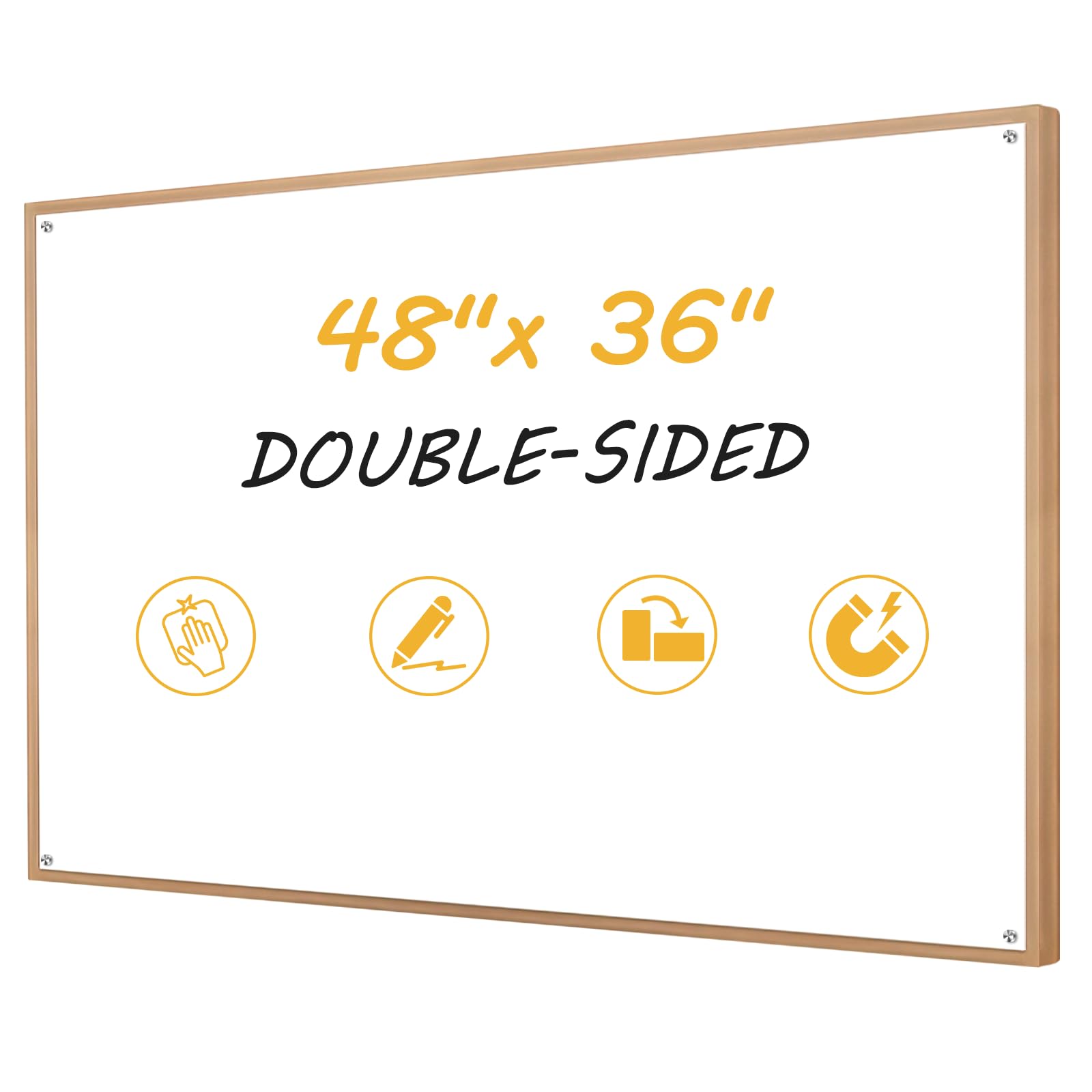 Offi-eqp 48”x36” Large Dry Erase Board for Wall 4' x 3' Double Sided Magnetic White Board Without Frame for Office, Class, Home