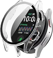 Capa Protetora Case Com Pelicula De Vidro Embutida 123smart Compativel Com Galaxy Watch 7 44mm (Transparente, 44mm)