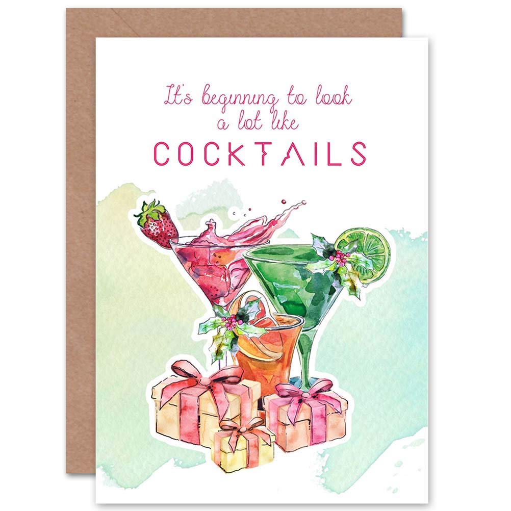 Wee Blue Coo CARD CHRISTMAS COCKTAILS FUNNY ALCOHOL