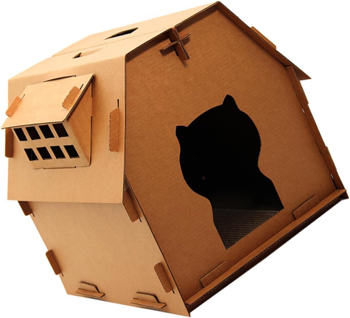 Totority Corrugated Cat House and Scratch Board for Indoor Cats Breathable for Scratching Climbing and Resting for