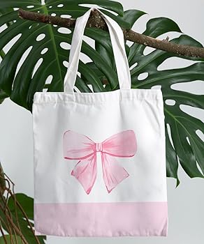 Amazon.com: SZERE Coquette Pink Bow Preppy Canvas Tote Bag