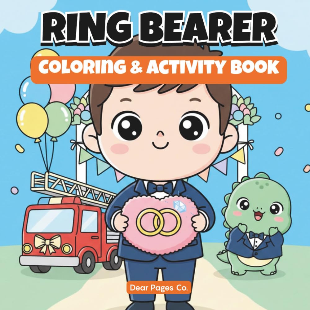 Ring Bearer Coloring & Activity Book: A Wedding Adventure with Trucks, Dinosaurs, and Fun Activities for Kids